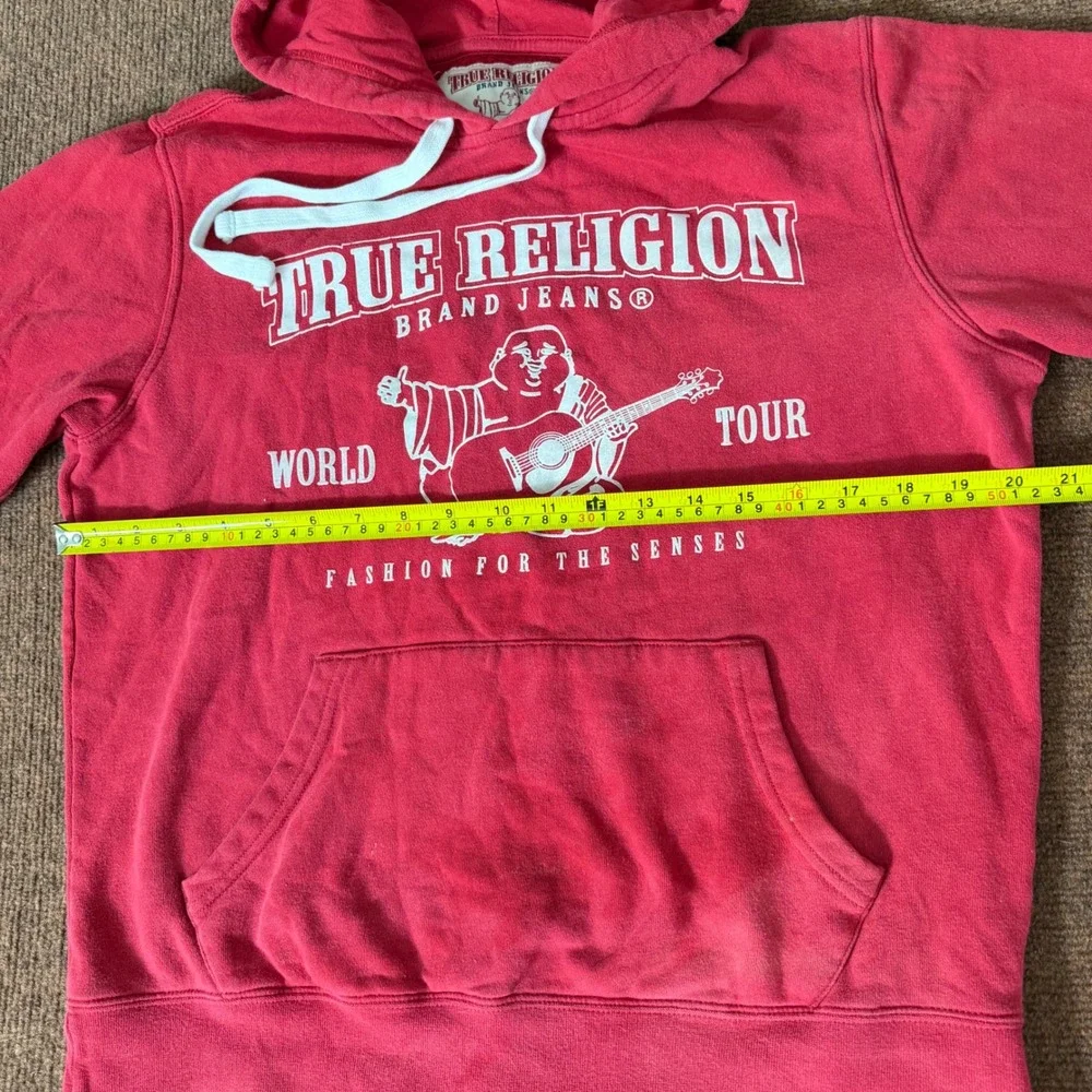 True‎ Religion Mens World Tour Buddha Hoodie Red Graphic Sweatshirt Small B+